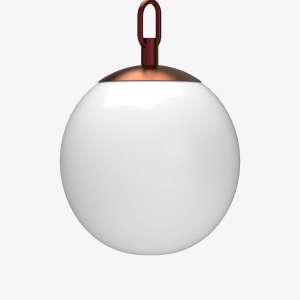 Globe Pendant, Matte White Glass with Brass Accent